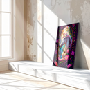 Enchanted Unicorn with Floral Frame Glass Wall Art – Fantasy UV Printed Tempered Glass Decor-KAFCD182