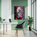 Enchanted Unicorn with Floral Frame Glass Wall Art – Fantasy UV Printed Tempered Glass Decor-KAFCD182