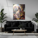 Royal White Horse in Rose Garden Glass Wall Art – Majestic Fantasy UV Printed Decor-KAFCD183
