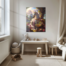 Royal White Horse in Rose Garden Glass Wall Art – Majestic Fantasy UV Printed Decor-KAFCD183