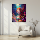 Underwater Red-Haired Mermaid Glass Wall Art – Vibrant Fantasy UV Print Home Decor-KAFCD184