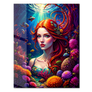 Underwater Red-Haired Mermaid Glass Wall Art – Vibrant Fantasy UV Print Home Decor-KAFCD184