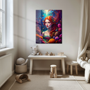 Underwater Red-Haired Mermaid Glass Wall Art – Vibrant Fantasy UV Print Home Decor-KAFCD184