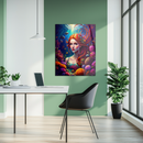 Underwater Red-Haired Mermaid Glass Wall Art – Vibrant Fantasy UV Print Home Decor-KAFCD184