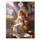 Royal Queen Glass Wall Art – Elegant Throne Room UV Print for Luxurious Interior Decor-KAFCD186