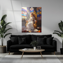 Royal Queen Glass Wall Art – Elegant Throne Room UV Print for Luxurious Interior Decor-KAFCD186