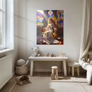 Royal Queen Glass Wall Art – Elegant Throne Room UV Print for Luxurious Interior Decor-KAFCD186