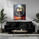 Gothic Snake & Wine Glass Glass Wall Art – UV Printed Dark Fantasy Home Decor-KAFCD188
