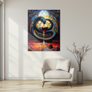 Gothic Snake & Wine Glass Glass Wall Art – UV Printed Dark Fantasy Home Decor-KAFCD188