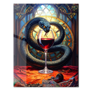 Gothic Snake & Wine Glass Glass Wall Art – UV Printed Dark Fantasy Home Decor-KAFCD188