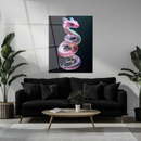 Pink Crystal Serpent Dragon Glass Wall Art – UV Printed Fantasy Creature for Modern Decor-KAFCD191