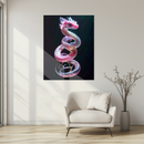 Pink Crystal Serpent Dragon Glass Wall Art – UV Printed Fantasy Creature for Modern Decor-KAFCD191