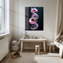 Pink Crystal Serpent Dragon Glass Wall Art – UV Printed Fantasy Creature for Modern Decor-KAFCD191