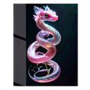 Pink Crystal Serpent Dragon Glass Wall Art – UV Printed Fantasy Creature for Modern Decor-KAFCD191