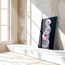 Pink Crystal Serpent Dragon Glass Wall Art – UV Printed Fantasy Creature for Modern Decor-KAFCD191