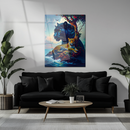 Black Panther & Leopard Fantasy Glass Wall Art – Dual Big Cat UV Print for Wild Nature Decor-KAFCD192