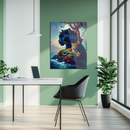 Black Panther & Leopard Fantasy Glass Wall Art – Dual Big Cat UV Print for Wild Nature Decor-KAFCD192