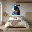Black Panther & Leopard Fantasy Glass Wall Art – Dual Big Cat UV Print for Wild Nature Decor-KAFCD192