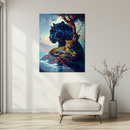 Black Panther & Leopard Fantasy Glass Wall Art – Dual Big Cat UV Print for Wild Nature Decor-KAFCD192
