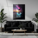 Whale Tail Sunset Glass Wall Art – Ocean Splash UV Print for Modern Nautical Decor-KAFCD193