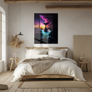 Whale Tail Sunset Glass Wall Art – Ocean Splash UV Print for Modern Nautical Decor-KAFCD193