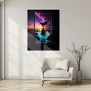 Whale Tail Sunset Glass Wall Art – Ocean Splash UV Print for Modern Nautical Decor-KAFCD193