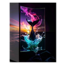 Whale Tail Sunset Glass Wall Art – Ocean Splash UV Print for Modern Nautical Decor-KAFCD193
