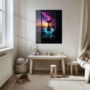 Whale Tail Sunset Glass Wall Art – Ocean Splash UV Print for Modern Nautical Decor-KAFCD193