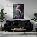 Rainbow Parrot Glass Wall Art – Tropical Bird UV Print for Vibrant Jungle Home Decor-KAFCD194
