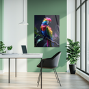 Rainbow Parrot Glass Wall Art – Tropical Bird UV Print for Vibrant Jungle Home Decor-KAFCD194