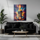 Flaming Skull Candle Glass Wall Art – Psychedelic UV Print for Bold Modern Interiors-KAFCD195