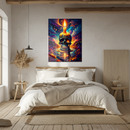 Flaming Skull Candle Glass Wall Art – Psychedelic UV Print for Bold Modern Interiors-KAFCD195