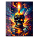 Flaming Skull Candle Glass Wall Art – Psychedelic UV Print for Bold Modern Interiors-KAFCD195