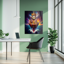 Surreal Chess Clock Glass Wall Art – Fantasy Dripping Island UV Print Decor-KAFCD196