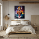 Surreal Chess Clock Glass Wall Art – Fantasy Dripping Island UV Print Decor-KAFCD196