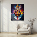 Surreal Chess Clock Glass Wall Art – Fantasy Dripping Island UV Print Decor-KAFCD196