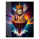 Surreal Chess Clock Glass Wall Art – Fantasy Dripping Island UV Print Decor-KAFCD196