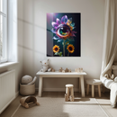Psychedelic Eye Flower Glass Wall Art – Surreal Botanical Fantasy UV Print-KAFCD197