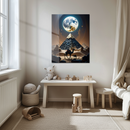 Mystic Pyramid and Moon Glass Wall Art – Surreal Desert Camel Scene UV Print-KAFCD198