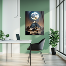 Mystic Pyramid and Moon Glass Wall Art – Surreal Desert Camel Scene UV Print-KAFCD198