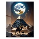 Mystic Pyramid and Moon Glass Wall Art – Surreal Desert Camel Scene UV Print-KAFCD198