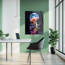Dreamy Jellyfish Woman Glass Wall Art – Futuristic Ocean Fantasy UV Print-KAFCD199