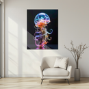Dreamy Jellyfish Woman Glass Wall Art – Futuristic Ocean Fantasy UV Print-KAFCD199