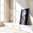 Dreamy Jellyfish Woman Glass Wall Art – Futuristic Ocean Fantasy UV Print-KAFCD199