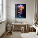 Ethereal Jellyfish Woman Glass Wall Art – Surreal Ocean Fantasy UV Print Panel-KAFCD200