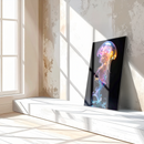 Ethereal Jellyfish Woman Glass Wall Art – Surreal Ocean Fantasy UV Print Panel-KAFCD200