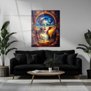 Cosmic Mind Glass Wall Art – Surreal Portrait of Woman with Galaxy and Nature Fusion UV Print-KAFCD202