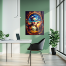 Cosmic Mind Glass Wall Art – Surreal Portrait of Woman with Galaxy and Nature Fusion UV Print-KAFCD202