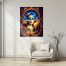 Cosmic Mind Glass Wall Art – Surreal Portrait of Woman with Galaxy and Nature Fusion UV Print-KAFCD202
