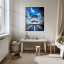 Surreal Plane Takeoff Glass Wall Art – Jet Lifting into Thunderstorm Portal UV Print-KAFCD204